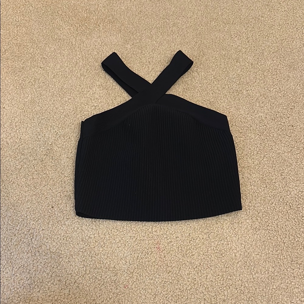 Sincerely Jules Black Fitted Crop Tank Top